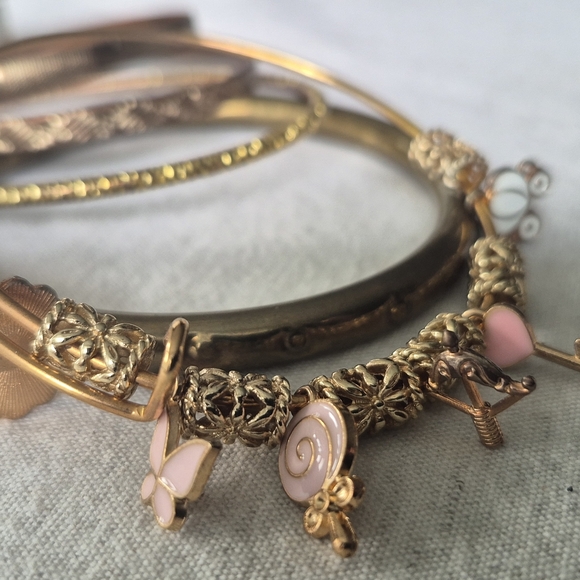 Gold and Pink Charm Bracelet Set - Picture 4 of 6